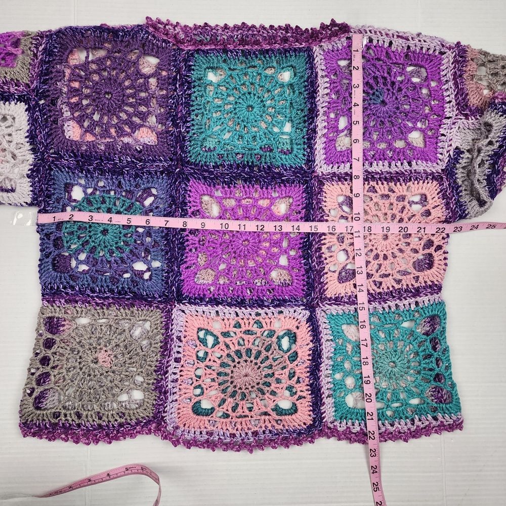 New Handmade Boho Crochet Granny Square Top - Vibrant Patchwork Festival Blouse - Picture 6 of 16